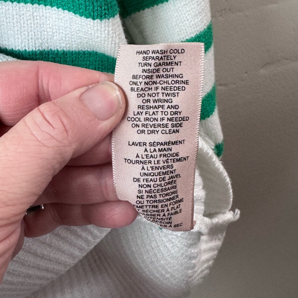 Adorable Philosophy Republic Clothing Green White Striped Sweater Casual Large - Picture 8 of 8